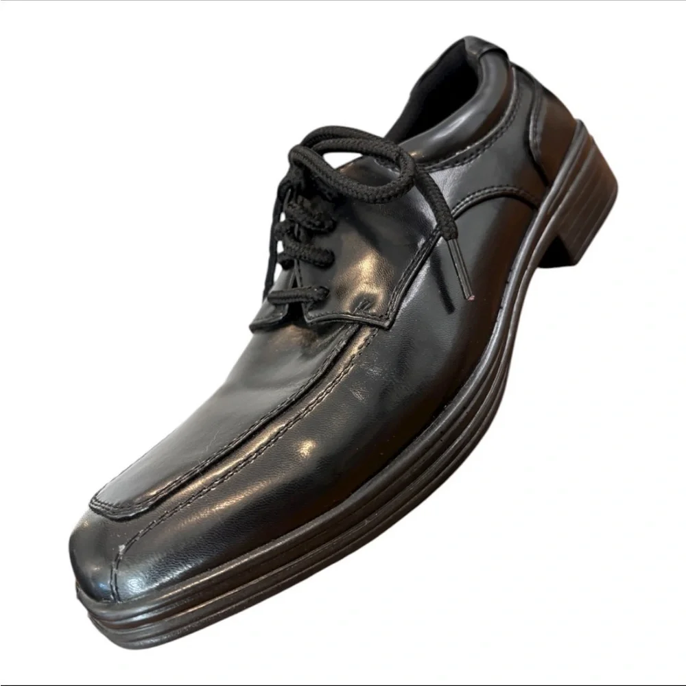 Deer Stags Sleek Kids Black Oxford Dress Shoes